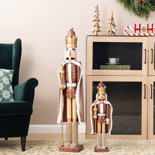 Glitzhome® 42" Wooden Christmas Brown King Nutcracker